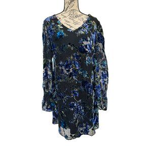 Laundry by Shelli Segal, long sleeve dress with flower print, Black, Size 10